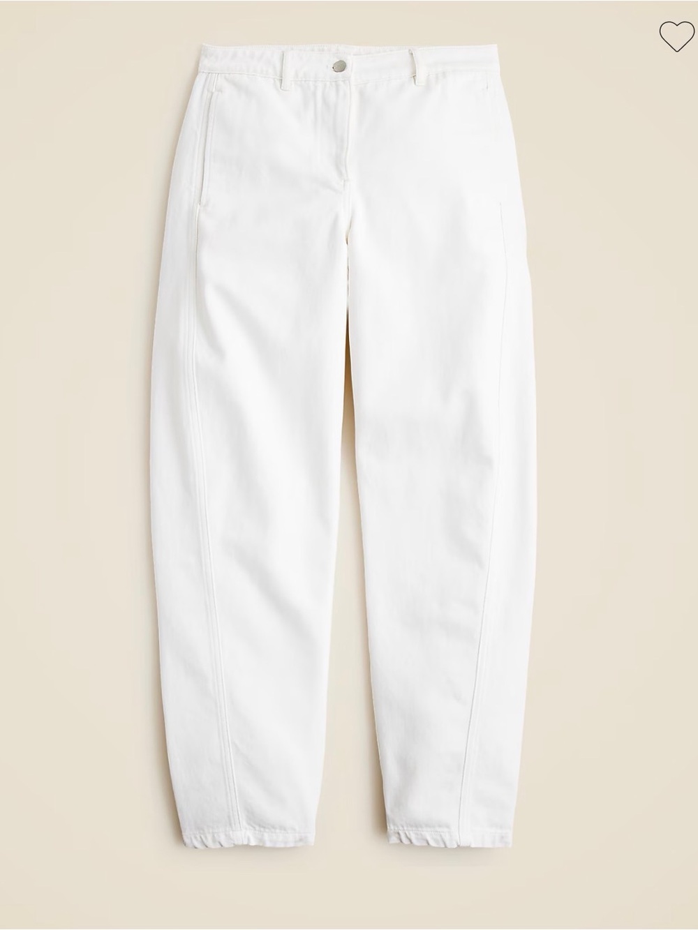 J. Crew  Relaxed Barrel Leg Jean Rigid Denim Ivory Cream Wash Sz. 2 CK291 NEW